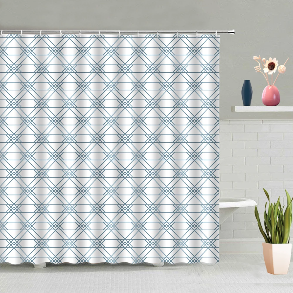 

Украшение для ванны, однотонный простой полосатый фон с узором, перегородка для ванной, водонепроницаемая ткань из полиэстера с крючком