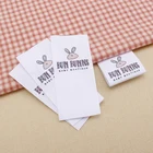 Пользовательские этикетки для одежды-бирки с именами, персонализированный бренд, бирки из органического хлопка, печатные этикетки, кролик (MD0318)