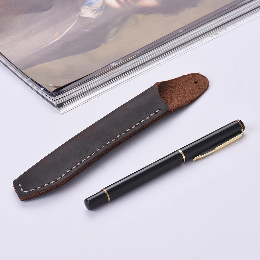 Пенал из натуральной кожи ручной работы Винтажный чехол для карандашей и ручек