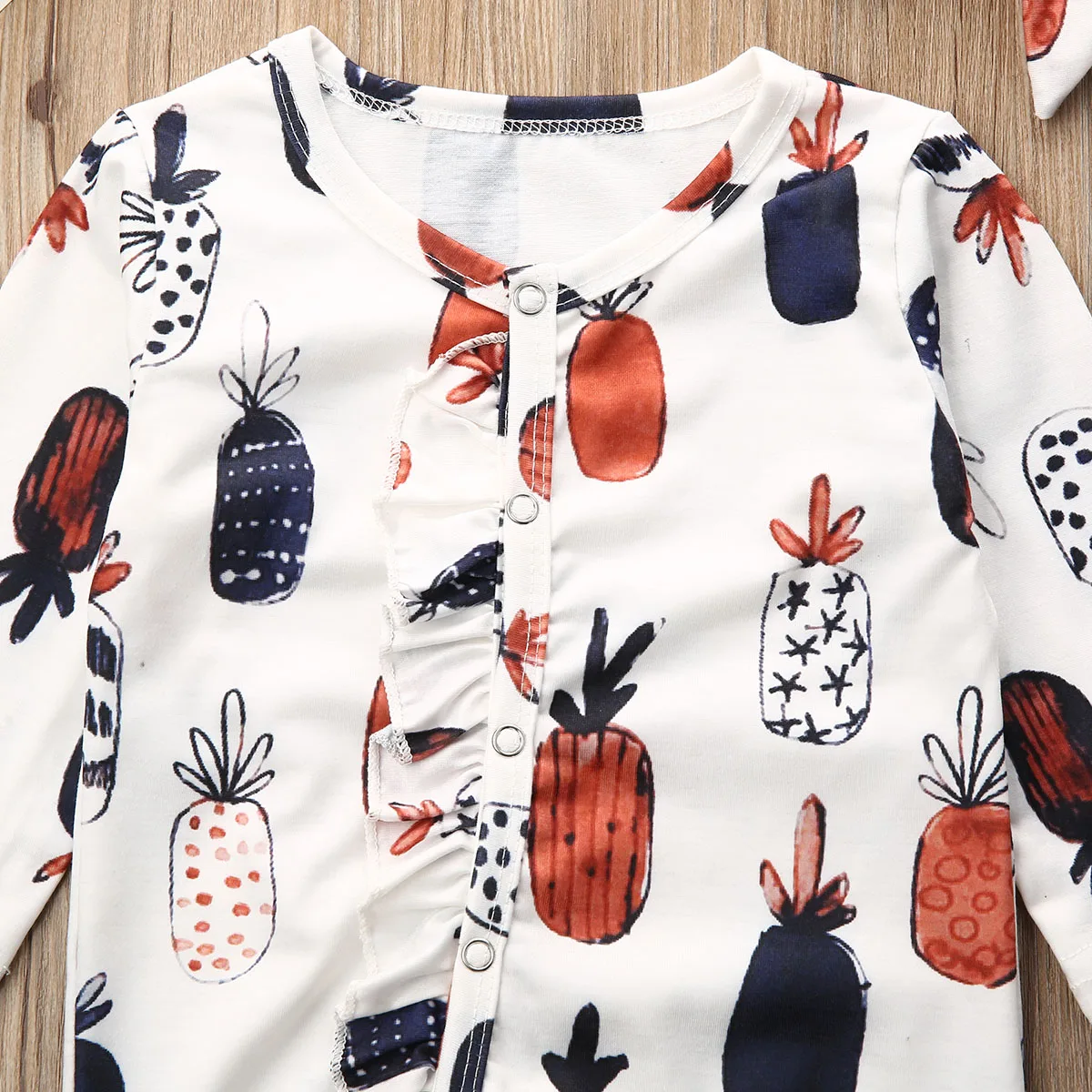 Детский комбинезон для маленьких девочек с длинными рукавами и рисунком ананаса