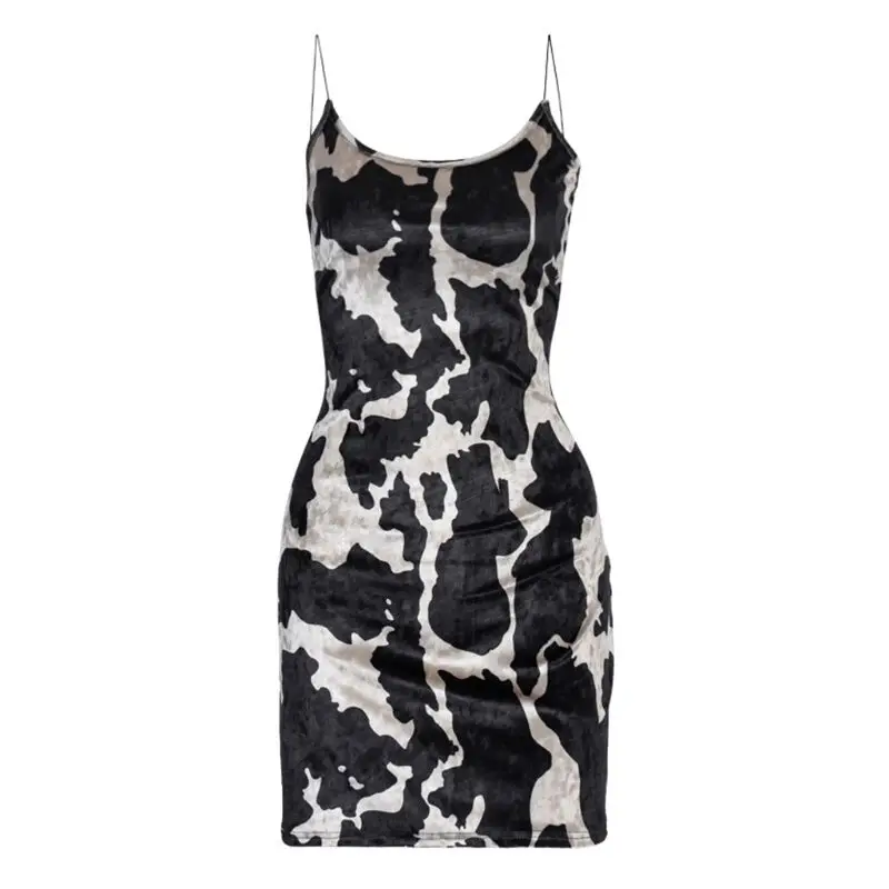 

Женское облегающее платье на бретелях-спагетти, с принтом молочной коровы