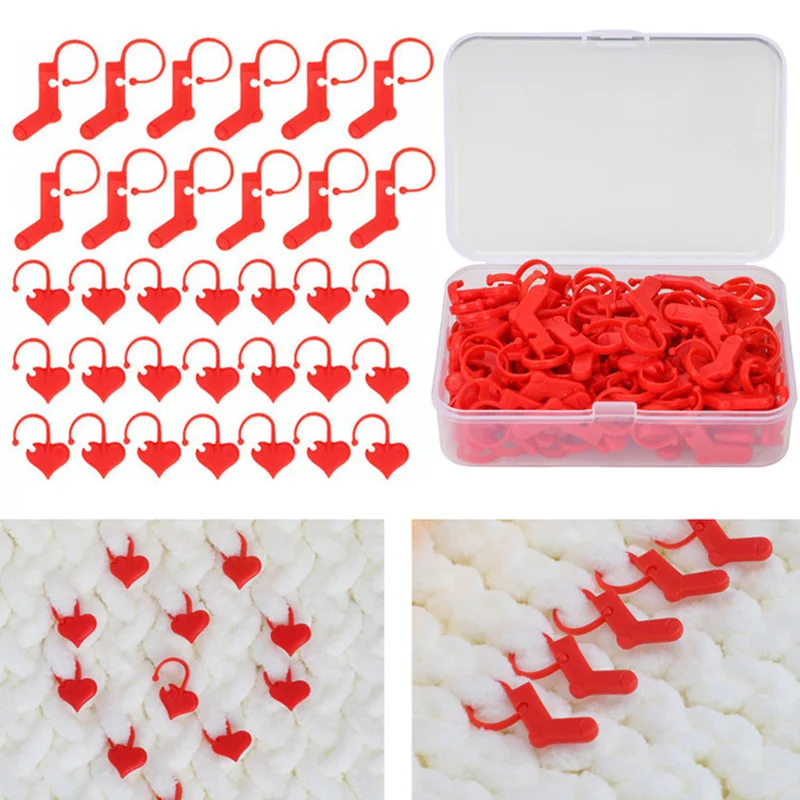 

40pcs 50pcs Love heart safty locking weaving needle sewing signature half shape pins crochet accessories brand buckle