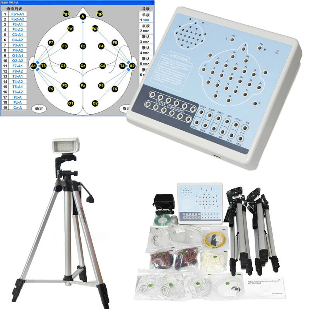KT88-2400 Digital 24 Channel EEG Machine Brain Electric Activity Mapping SystemsEMG EOG ECG Breath+PC software+2 bracket | Красота и