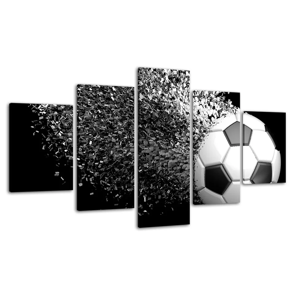 Decorative Painting Inkjet 5 Pieces Sports Football Home Living Room Sofa Background Wall Canvas Print | Дом и сад