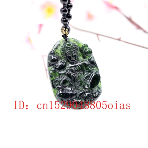 Натуральный черный зеленый нефрит обсидиан Гуаньинь кулон Бусы Ювелирные