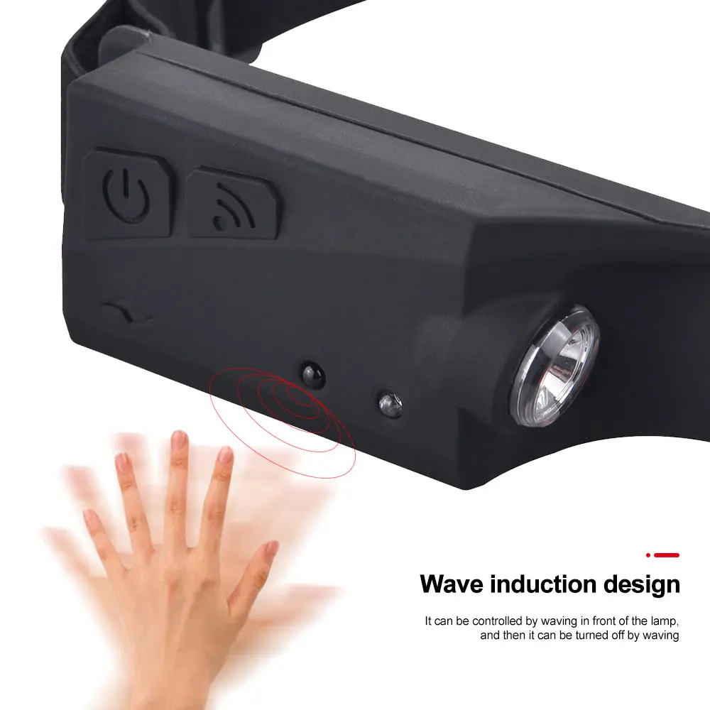 저렴한 550LM COB LED 유도 COB 타고 헤드 램프 1200mAh USB 충전식 사냥 손전등 작업 빛 3 모드 경고 머리 토치