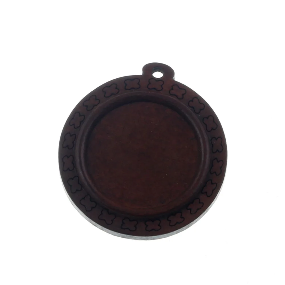 Деревянная круглая овальная основа для кабошона коричневого цвета Деревянные
