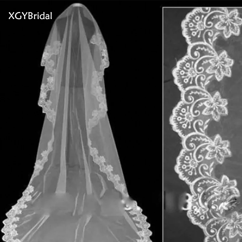 

One Layer Wedding Veils Lace Eage White Ivory Polyester With Comb For Marriage Bridal Accessories New Arrival Hot Sell