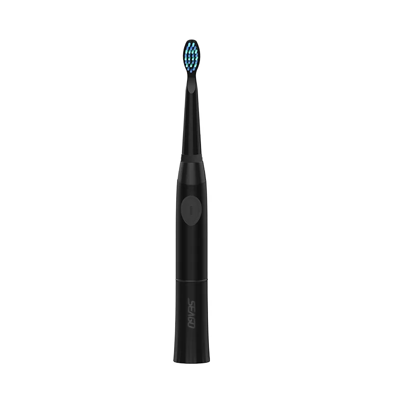 black SEAGO Electric Toothbrush with 1 Replacement Brush Heads Battery Sonic Teeth Brush Deep Cleaning Included Soft-bristle SG503 - Цвет: black