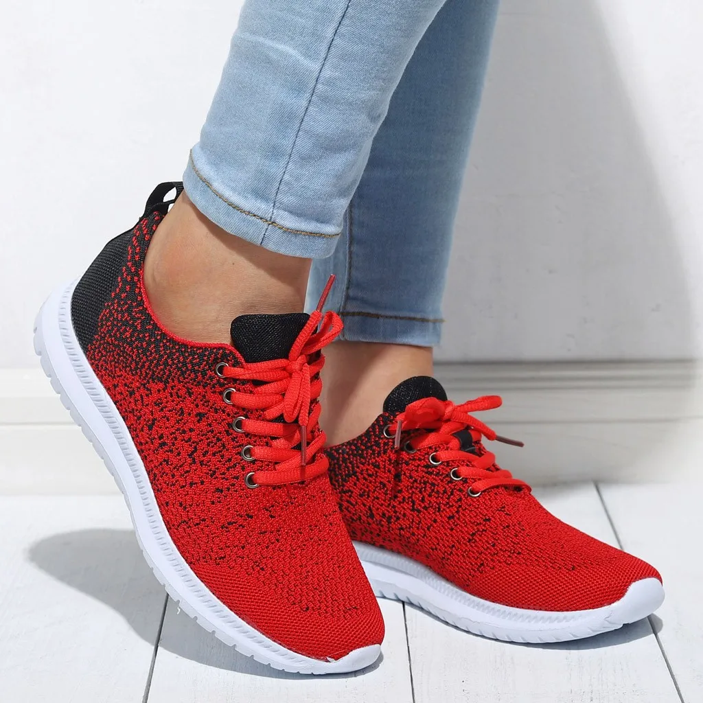Женская обувь на плоской подошве модная повседневная женская шнуровке сетчатые