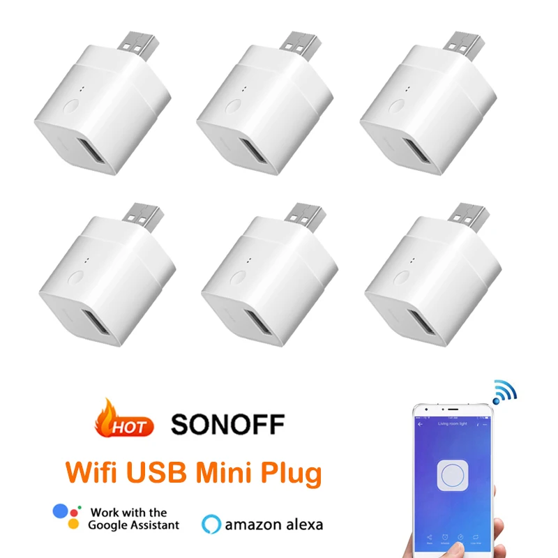 SONOFF Micro 5V Wifi USB умный адаптер eWelink приложение дистанционное управление работа с Alexa