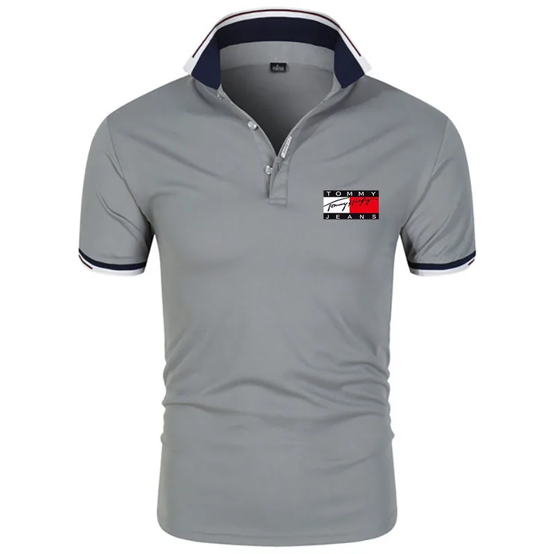 

2021 new men's summer high-quality polo shirt casual social business short-sleeved men's shirt lapel polo shirt