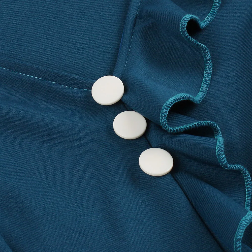 Joineles Autumn Long Sleeves Women Retro Dress Elegant Style Solid Color Office Ruffles Vintage Vestidos De Festa | Женская одежда