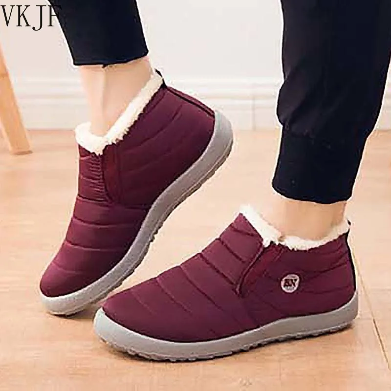 

Женские зимние ботинки, плюшевые теплые женские ботильоны, зимние ботинки для женщин, модная женская обувь, водонепроницаемая обувь, женска...