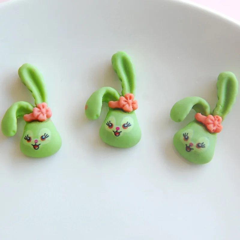 

10Pcs Kawaii Cartoon Flower Rabbit Flatback Cabochon Resins Decoration Craft Scrapbooking DIY Hair Bows Center:29*16mm