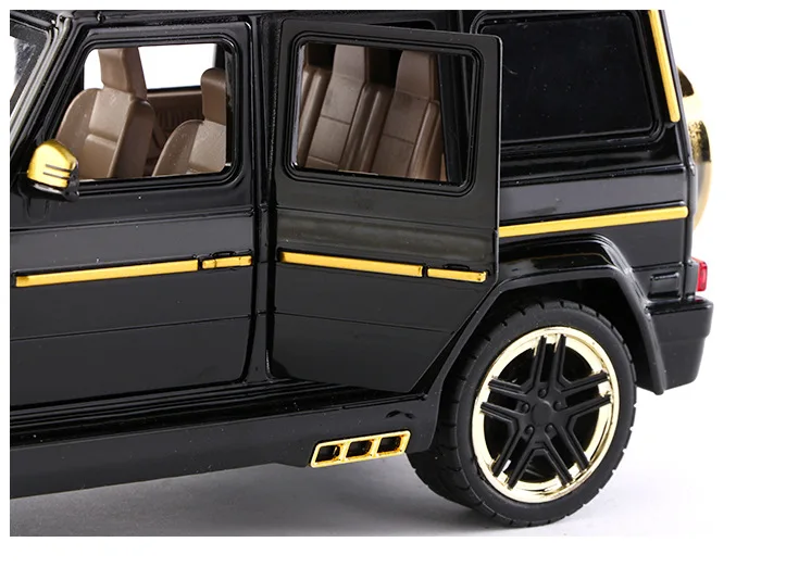 

New 1:24 Diecast Car Model Metal Toy Vehicle Wheels G65 High Simulation Sound and Light Pull Back Car Collection Kids Toys Gift