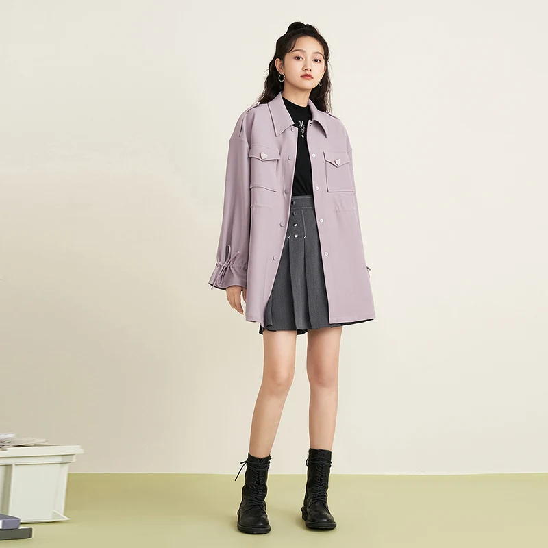 Женское пальто INMAN весенне-осеннее повседневное с милым карманом в виде сердца