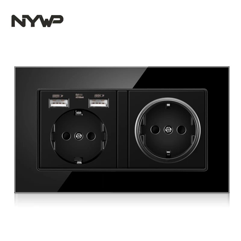 Настенная стеклянная панель NYWP 16 А розетка питания многоштепсельная вилка