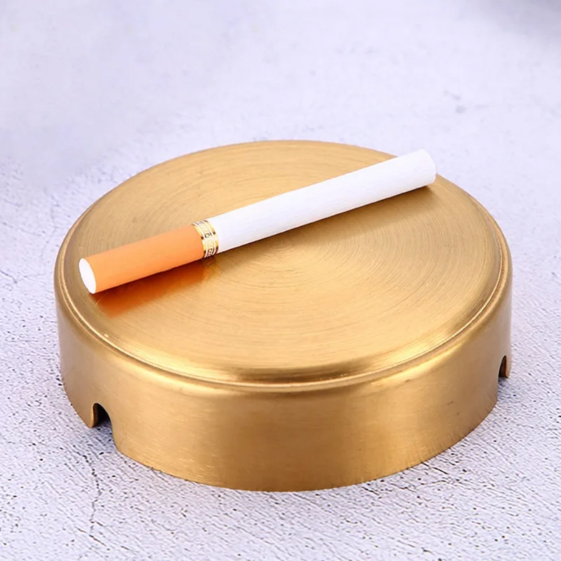 

1pc Stainless Steel Gold-plated Ashtray Cigar Ashtray Ash Tray Cigarette Rest Holder Home Practical Smoking Accessories