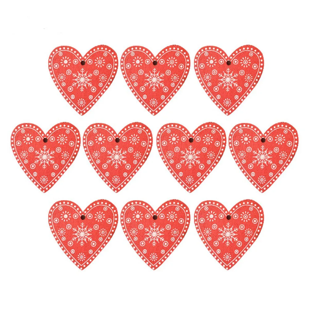 LOVE-D-10PCS 1/10 шт. Рождественская елка украшения Рождество деревянные украшения Рождественские подвесной орнамент украшения дома Noel с утолщённой меховой опушкой - Цвет: LOVE-D-10PCS