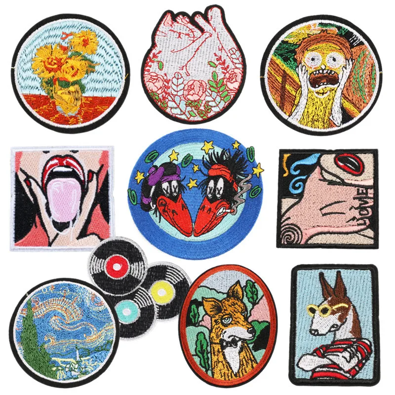 Искусство Алмазная вышивка Этикетка одежды гладить на патчи Ван Гога выкройки