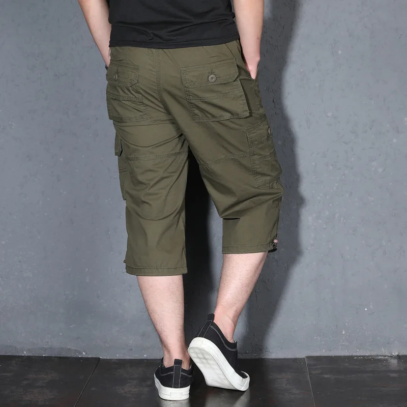 

2021 Brand Summer Men's Thin Seven-point Pants Casual Middle-aged Pants Short Pants for Male 7-point Pants