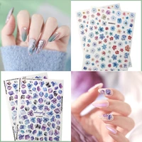 2020 hot diy 3d nail art sticker adhesive sticker decals tool blue flowers deisgn nail art tattoo decoration wholesale z0304