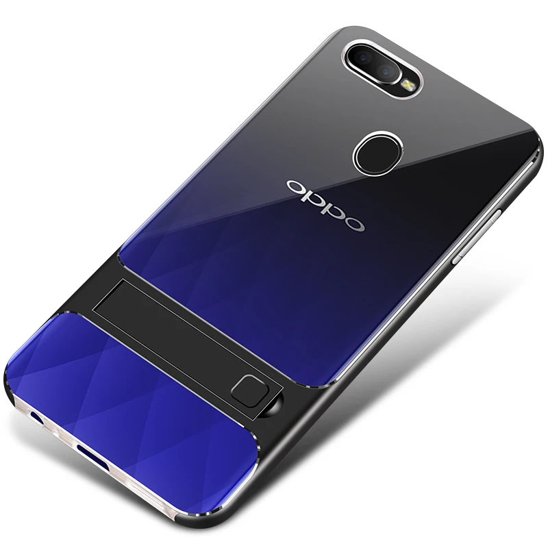Crystal Black Чехол для мобильного телефона, чехол для OPPO F7 F9 Pro, мягкий 3D стенд, 360 Защитный Гибридный Силиконовый чехол для телефона OPPOF7 OPPOF9 F9Pro, милая сумка - Цвет: Crystal Black