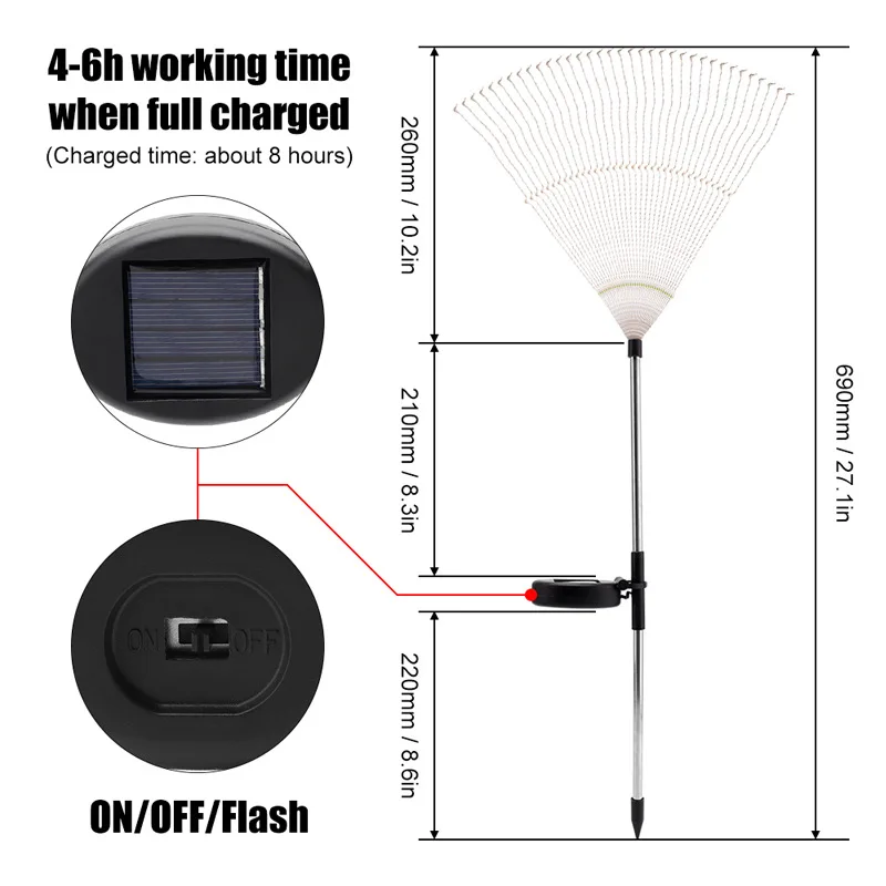 

Solar Powered Outdoor Grass Globe Dandelion Fireworks Lamp 90/120/150 LED For Garden Lawn Landscape Lamp Holiday Light