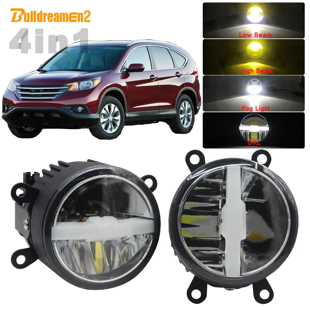 Car Light King LED Headlight High Beam Low Fog Lamp DRL + Harness Wire 90mm 12V For Honda CR-V CRV 2.4L L4 2012 2013 2014 | Автомобили и
