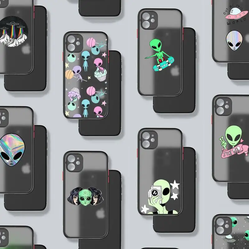 

Alien space Phone Case black matte transparent For iPhone 7 8 x xs xr 11 12 pro plus mini max Clear Funda