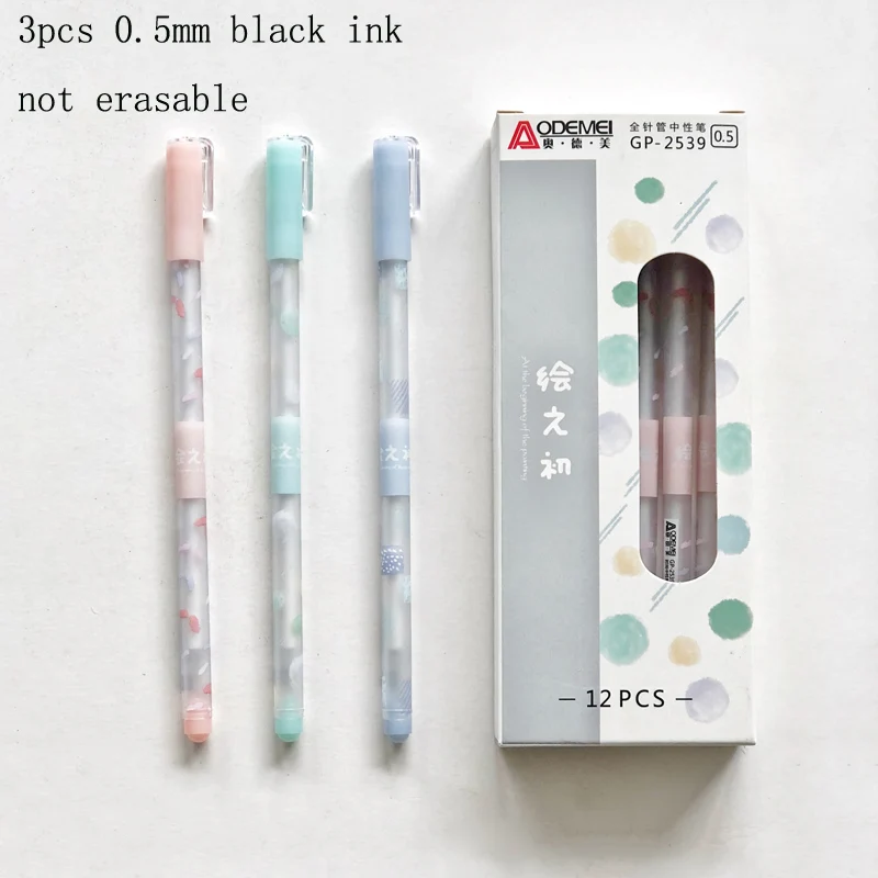 

3X 0.5mm Black ink Painted Flower Gel Pen Writing Signing Pen Stationery School Office Supply