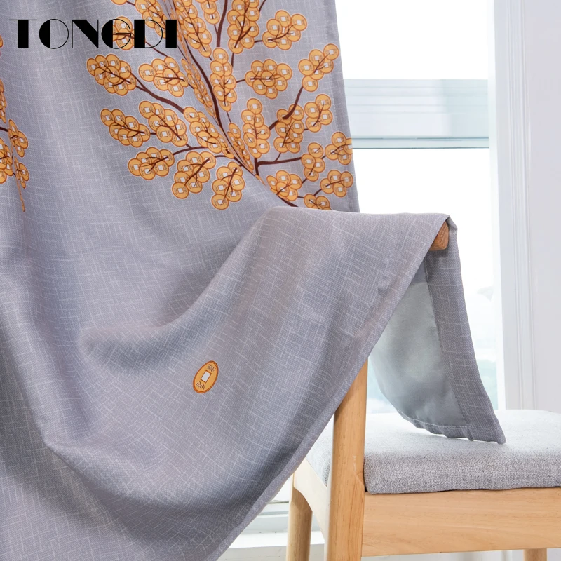 Элегантные светонепроницаемые шторы TONGDI с цветочным принтом и листьями дерева