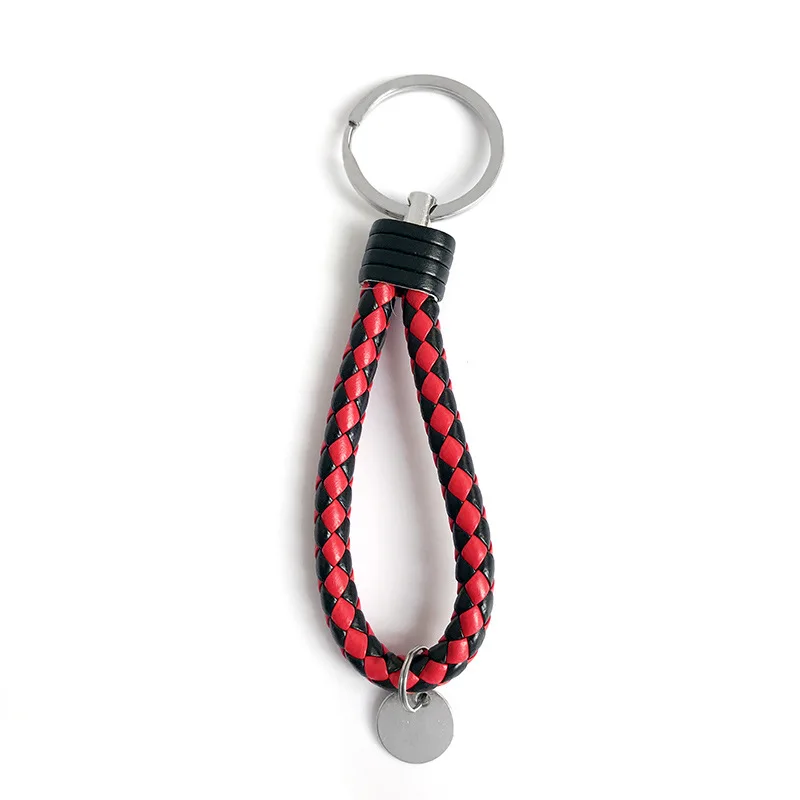 

Fashion Color Leather Cord Keychain Braided Rope Metal Couple Keychain Leather Car Key Chain Ornaments Christmas Gifts