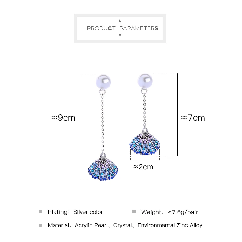 Богемные длинные висячие серьги в форме раковины с кристаллами для женщин новые