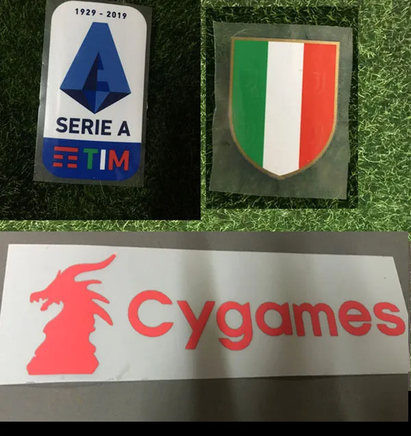 Red FULL SET Silicone Serie A Patch And Scudetto patch With White Red Cygame Sponsor Patch Heat Transfer Badge - Цвет: Red FULL SET