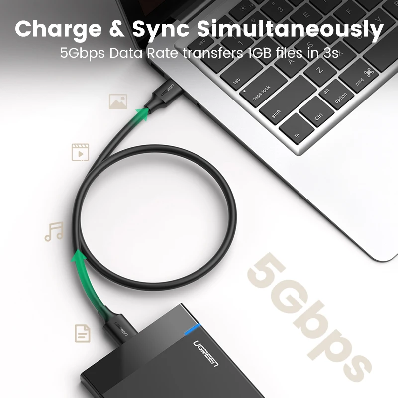 Кабель Ugreen Micro USB 3 0 А кабель для быстрой зарядки B шнур мобильный телефон передачи