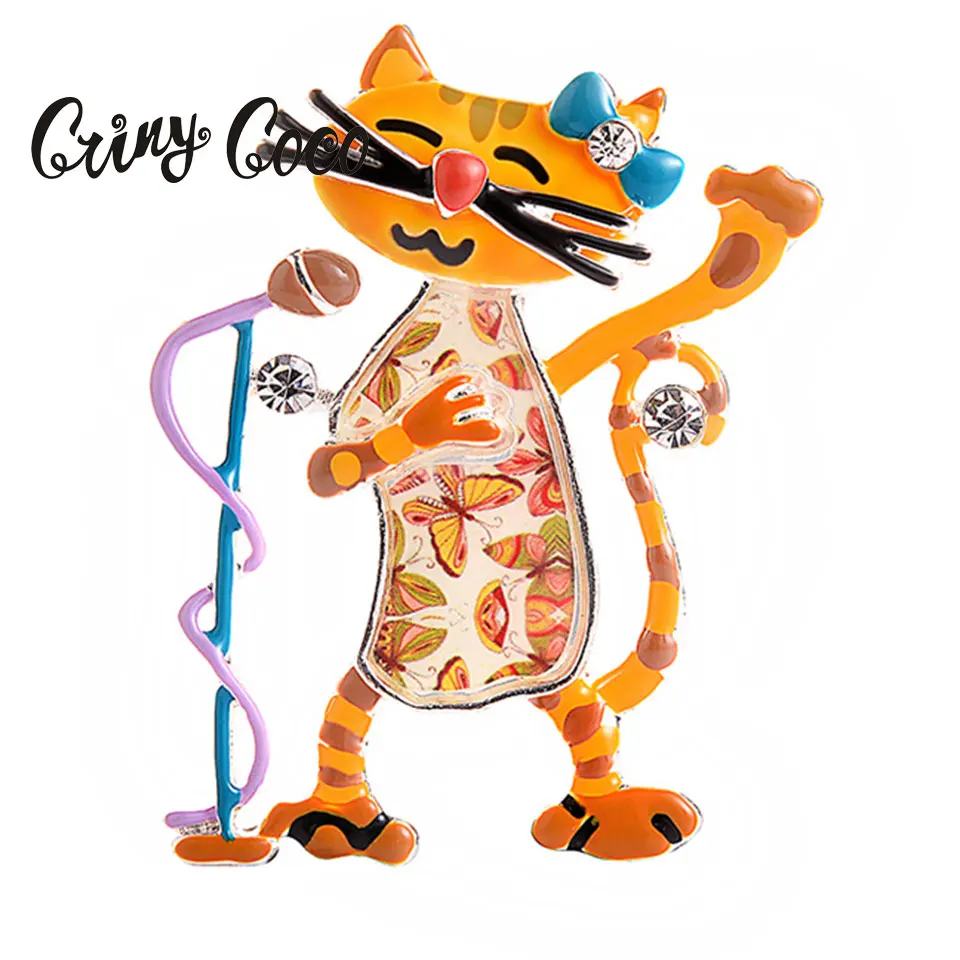 Cring Coco 2019 милые желтые броши кошки и булавки для женщин детей ювелирные изделия