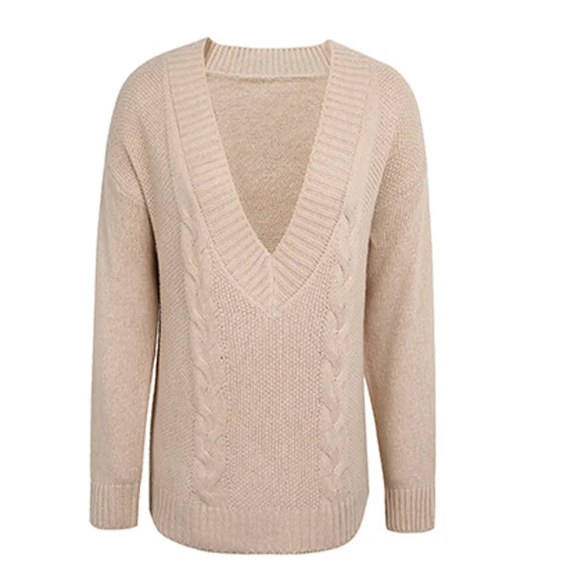 Длинные рукава для женщин длинные с V-образным вырезом свободный стиль режим