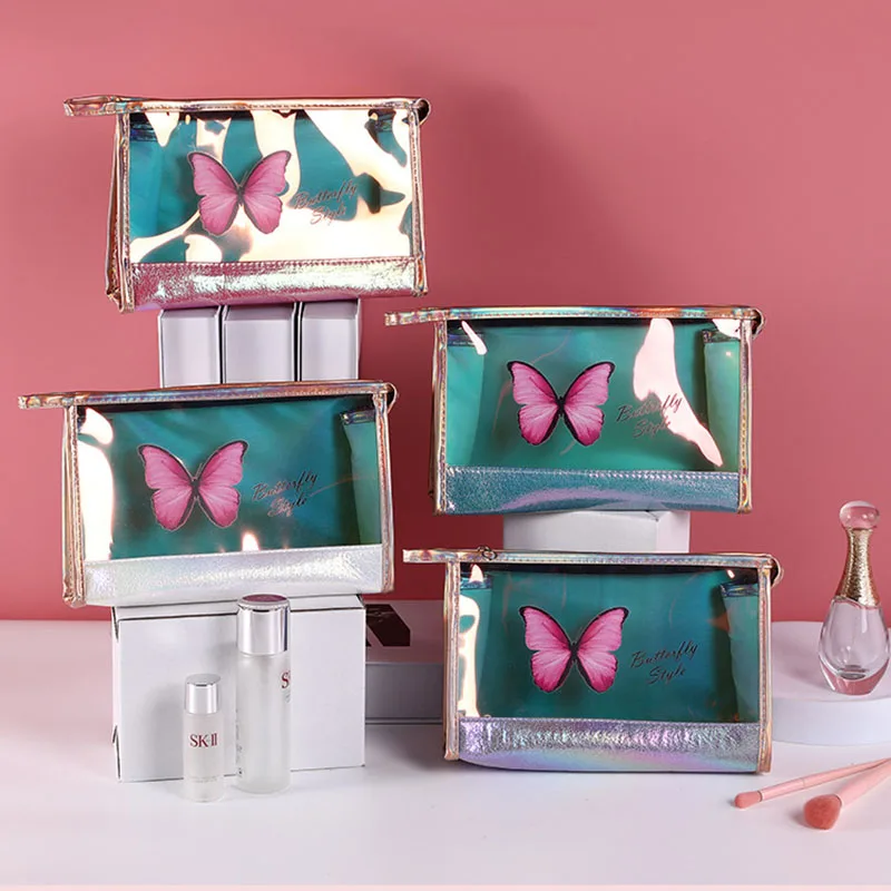 

Женская модная коробка для косметики с лазерным рисунком, портативная дорожная сумка для косметики, водонепроницаемая сумка для мытья, держатель для хранения туалетных принадлежностей и помады, Органайзер