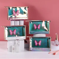 fashion laser butterfly cosmetic bag portable travel make up box tpu waterproof toiletry case lipstick storage organizer holder