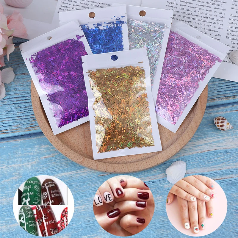 10g/bag Laser Nail Art Sequin Decoration Letter Shape Glitter Sequins Mixed Flakes Manicure | Красота и здоровье