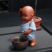 purple sand tea pet peeing little monk ornaments creative pee child doll spray water ceramic figure crafts tea filter accessorie