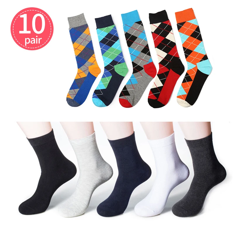 10/8/6pairs Brand New Men's Cotton Socks Casual Business Men Socks Soft Breathable Summer Winter for Male Socks Funny Art