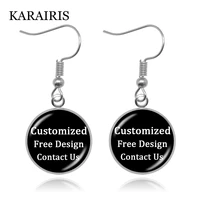 karairis hot custom earrings photo mum dad baby children grandpa parents custom logo designed studs earrings gifts