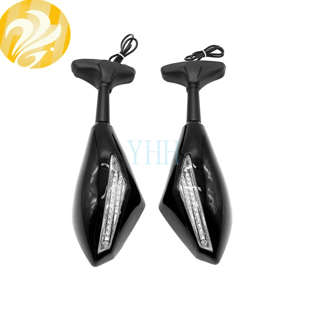 Зеркало заднего вида черное со светодиодной подсветкой и поворотником для Yamaha YZF