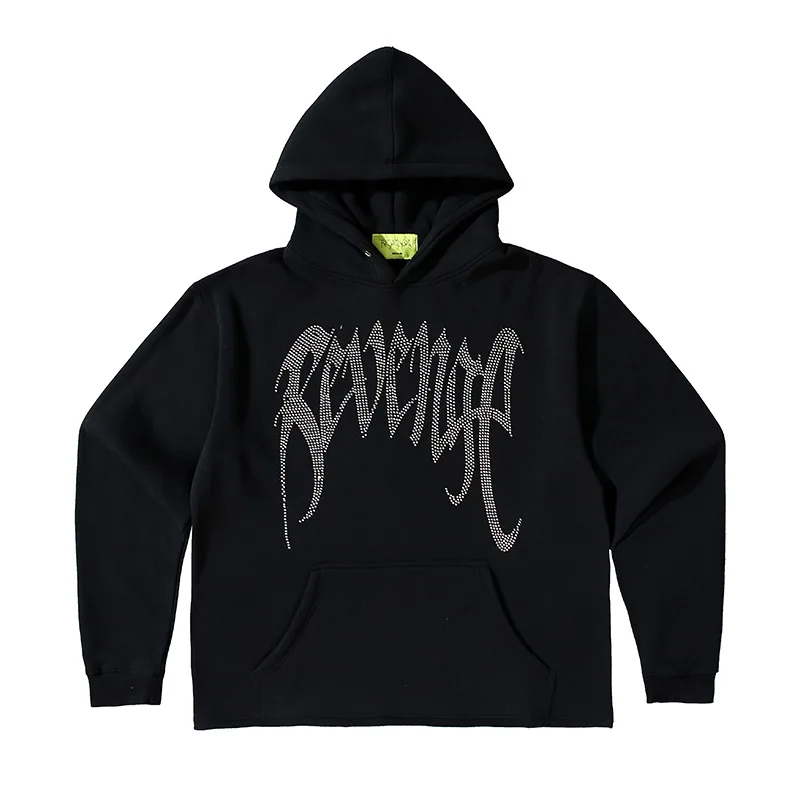 

2023 New luxury Unisex REVENGE diamonds Skull Pullover Hoodies Hoody hooded Sweatshirts velvet Cotton Drake Thick Fleece Street