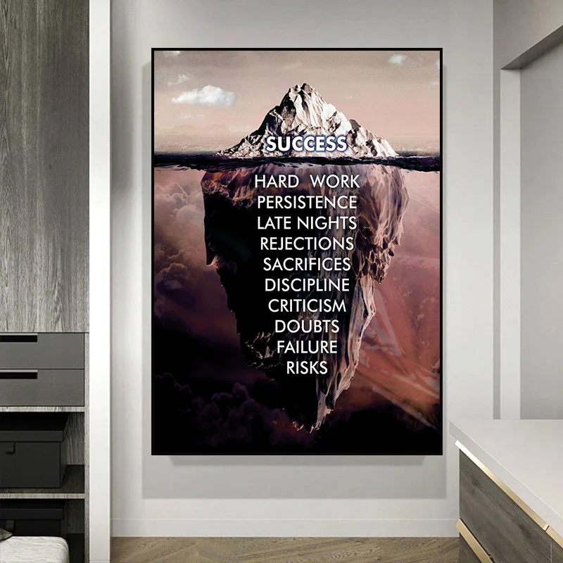 

Mountain Success Quote Motivational Poster Nordic Wall Art Canvas Print Painting Modern Home Room Office Decoration Pictures