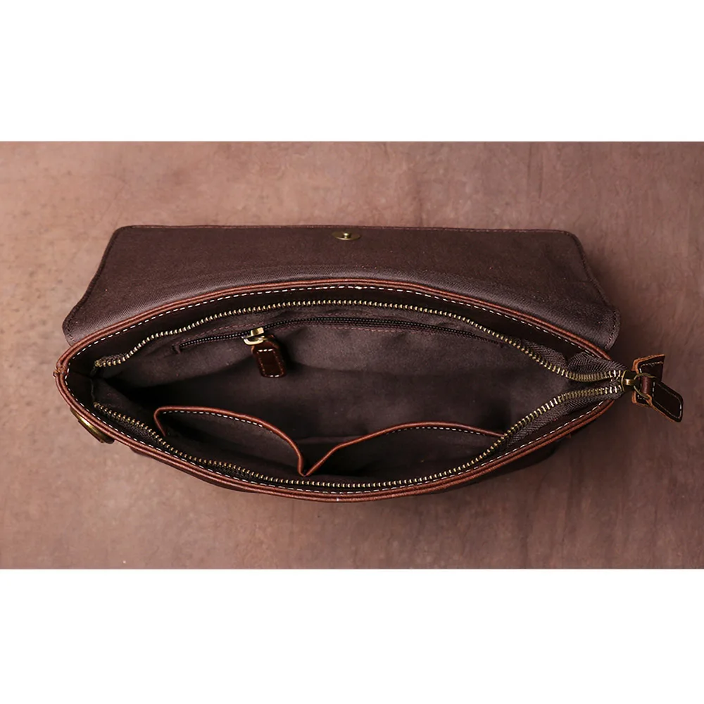 

Vintage Men's Shoulder Bag Genuine Leather Casual Trend Crossbody High Quality Thin Messenger Flip Bag For 9.7 Inch iPad NUPUGOO