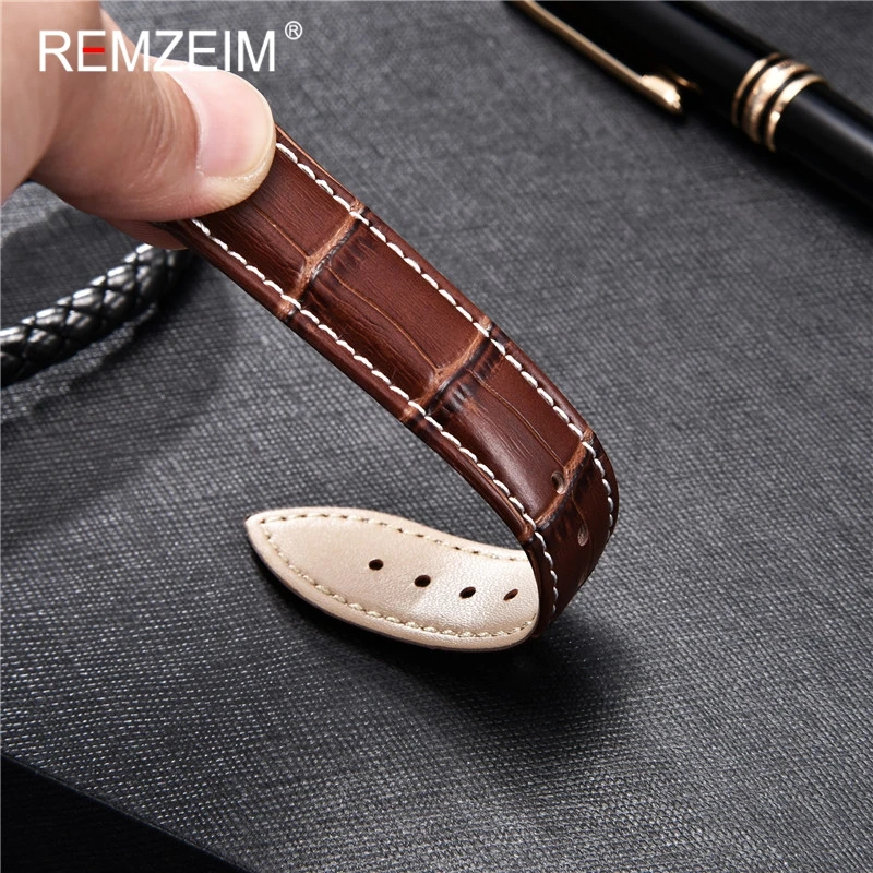 Calfskin Leather Watch Strap 16mm 18mm 20mm 22mm 24mm Watchband For Women Men Watch Accessories Solid Buckle Black Brown